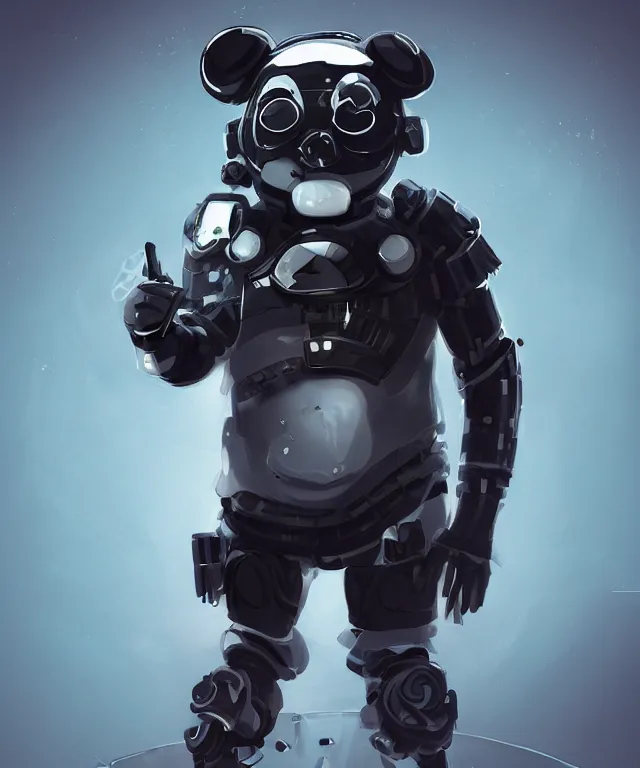 Prompt: futuristic cyberpunk android panda, duo tone, reflective skin, trending on Artstation,