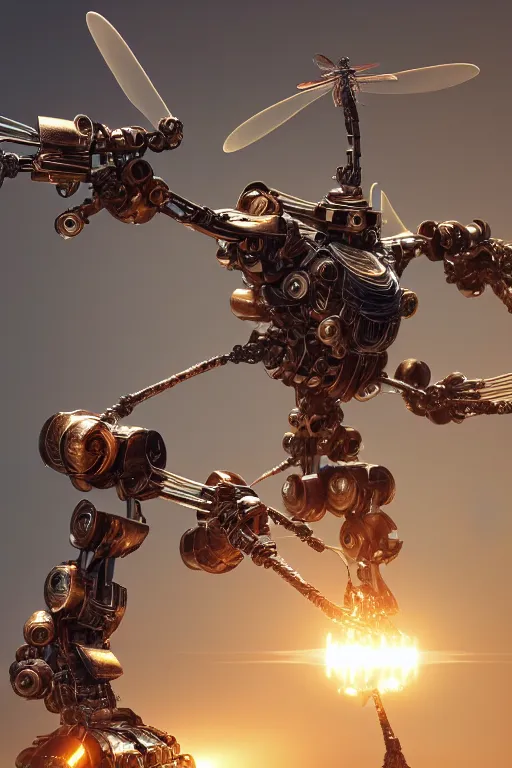 Image similar to a macro photograph of a scrap metal mecha dragonfly made from cables and bio - organic micro organisms and metal parts and led, beautifully lit, by feng zhu, by craig mullins, 3 d, trending on artstation, octane render, 8 k