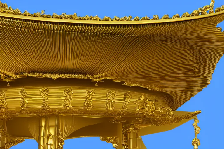 Prompt: a beautiful mathematical model in 3D atop the Golden Pavilion, photo, 4K