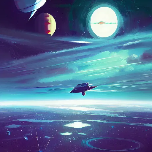 Image similar to an alient fleet in orbit above earth by anato finnstark and alena aenami