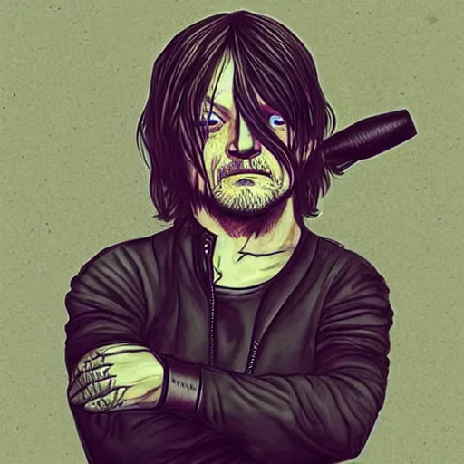 Image similar to norman reedus in the style of chiara bautista