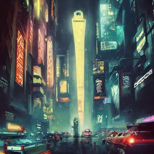 Image similar to some kind of blade runner city with some cool hero