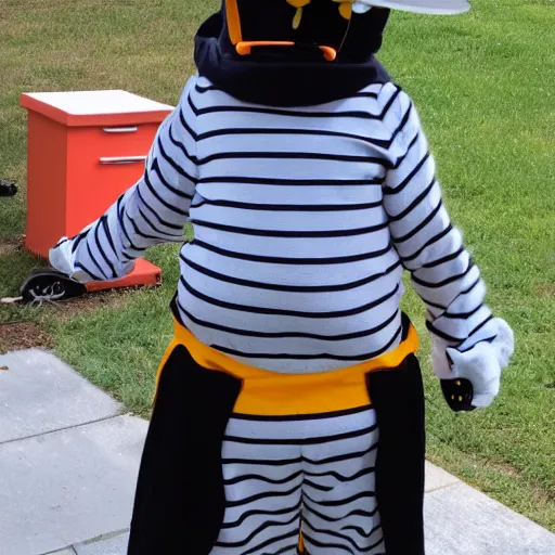 Image similar to bee dressed as an inmate