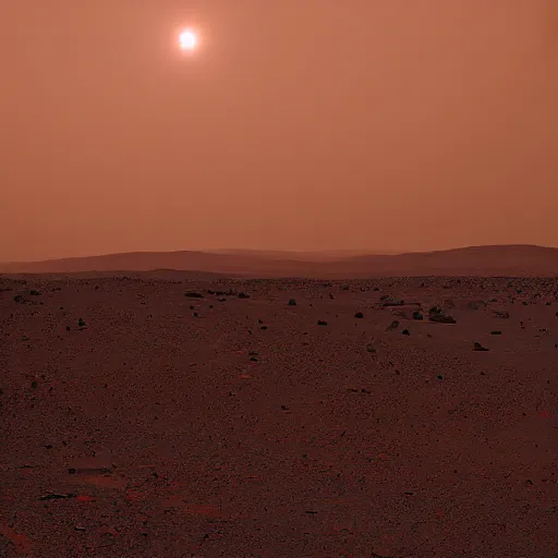 Image similar to night on mars, red dust, snakes, dim distant light, towers