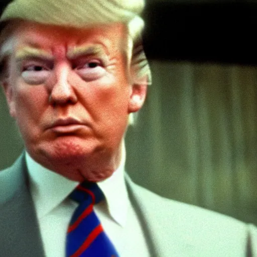 Image similar to 8 mm film still of donald trump, exclusive material