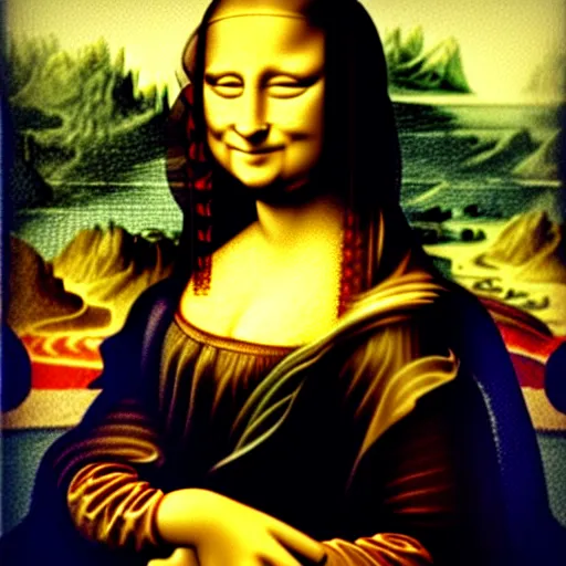 Prompt: mona lisa in the style of ancient mosaic