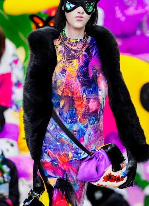 Image similar to hyperrealistic and heavy detailed balenciaga runway show of cats by lisa frank, leica sl 2 5 0 mm, vivid color, high quality, high textured, real life