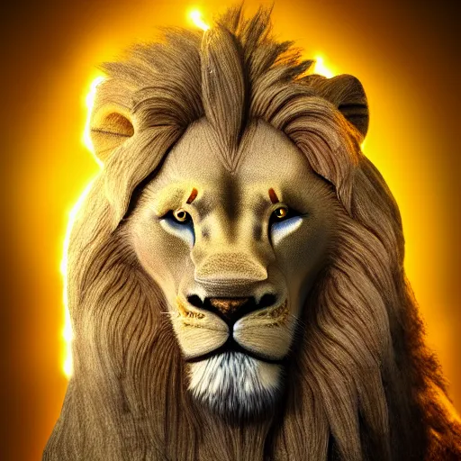 KREA - aslan the lion, composition, hyper realistic, volumetric