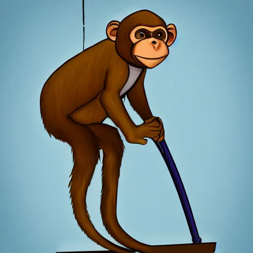 Prompt: a drunk monkey on a pogo stick, digital art,