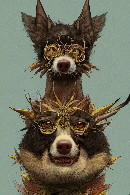 Prompt: a portrait of a japanese devil cannabis dog animal illustrated by miyazaki by karol bak, james jean, tom bagshaw, rococo, sharp focus, trending on artstation, cinematic lighting, hyper realism, octane render, 8 k, hyper detailed, vivid, ultra detailed, highly detailed