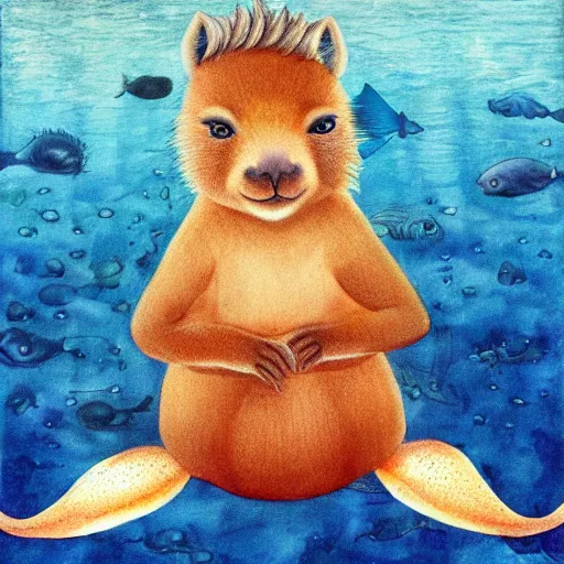 Prompt: capybara mermaid