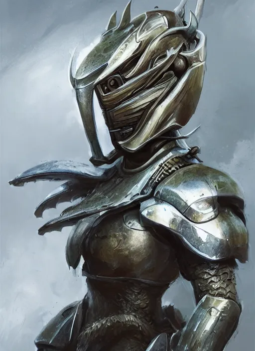 Image similar to a professional painting of a beautiful young female, wearing a metallic dragon-shaped helmet, clothed in battle armor, with mechanical dragon wings, olive skin, long dark hair, beautiful bone structure, symmetrical facial features, intricate, elegant, digital painting, concept art, smooth, sharp focus, illustration, from Metal Gear, by Ruan Jia and Mandy Jurgens and Greg Rutkowski and Artgerm and William-Adolphe Bouguerea