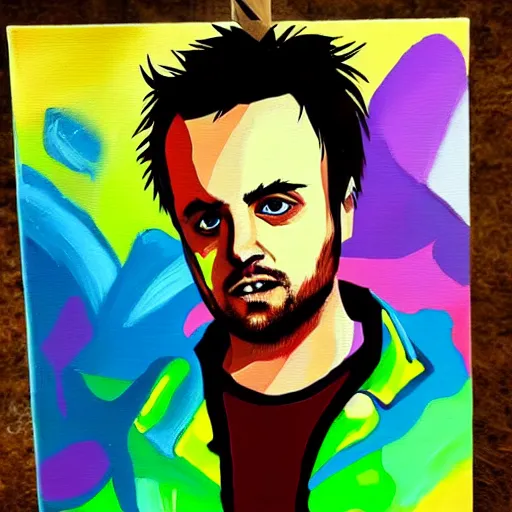 Image similar to jesse pinkman acrylic painting