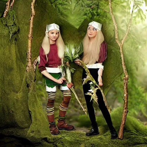 Image similar to real elves in their natural habitat, award winning nature photograph