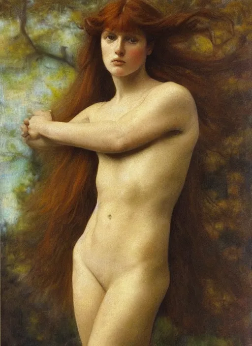 Prompt: Pre-Raphaelite young beautiful athletic female, oil, aesthetic