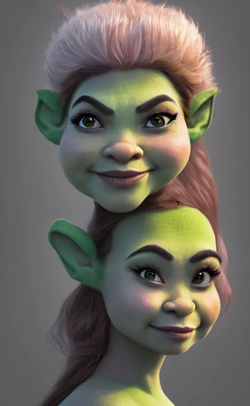 Image similar to Princess Shrek, close up portrait by loish and WLOP, octane render, dynamic lighting, highly detailed, sharp focus, asymmetrical portrait, dark fantasy, trending on ArtStation