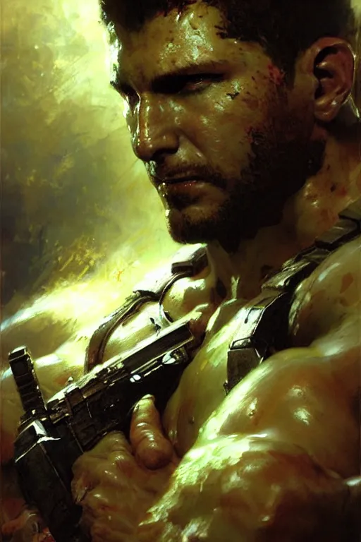 Image similar to chris redfield, painting by gaston bussiere, craig mullins, greg rutkowski, yoji shinkawa