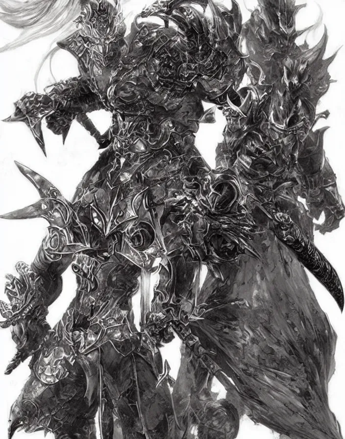 Image similar to final fantasy orc concept art yoshitaka amano, akihiko yoshida, moebius