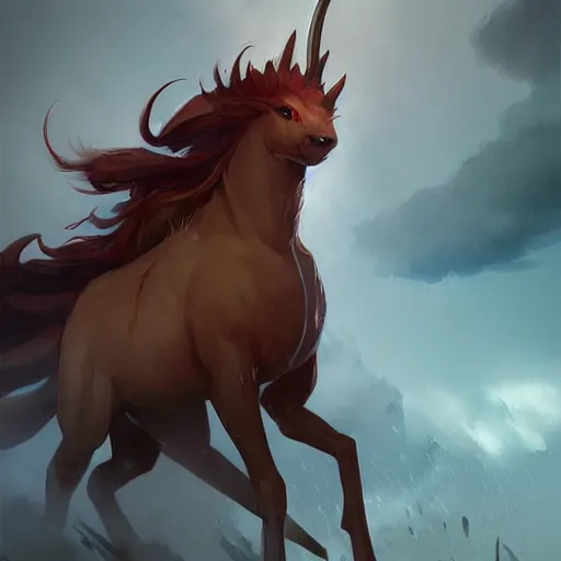 Image similar to Rapidash , Greg rutkowski, Trending artstation, cinematográfica, digital Art