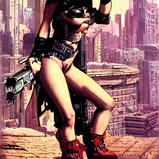 Image similar to cyberpunk mercenary. portrait by will eisner and gil elvgren