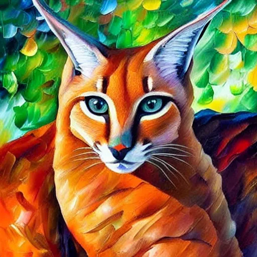 Image similar to oil painting of a caracal by leonid afremov