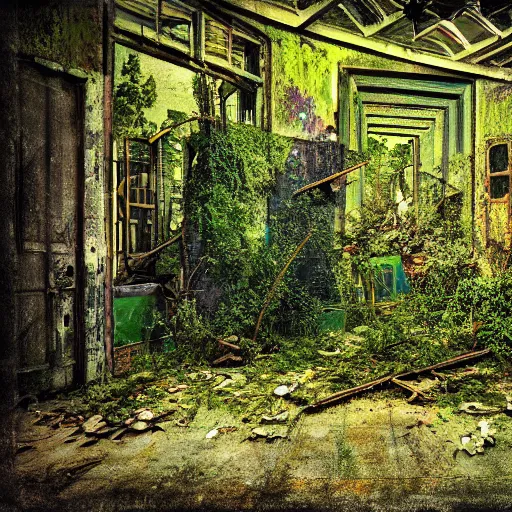 Prompt: photorealistic photograph of an abandoned dilapidated overgrown city, afternoon, bloom