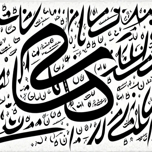 Image similar to arabic calligraphy of alchemy symbols, black in white background