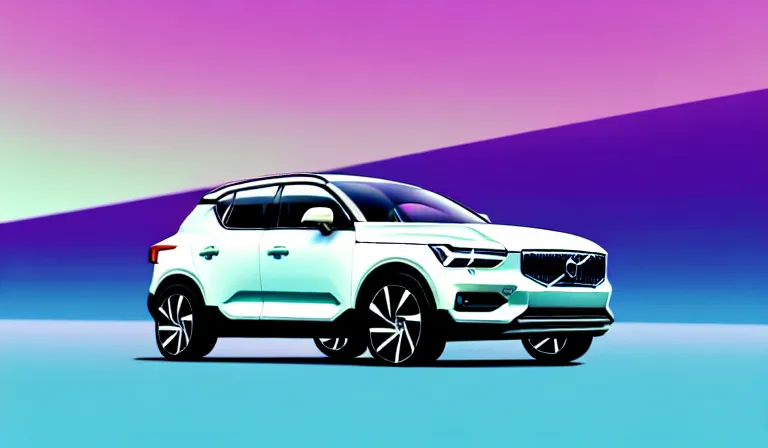 Image similar to a beautiful, sharp focus, clean lines, vector art. white volvo xc 4 0 in an urban cityscape. vaporwave ombre rendering. outrun style. in the style of a travel poster. trending on artstation. recommended for you behance. by chris moore. by edward hopper. ambient occlusion. digital matte painting. metropolis filmic. gotham city.