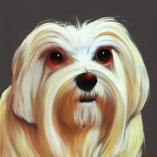 Image similar to a maltese terrier, concept art by yulia zhuchkova, lord raven art print,