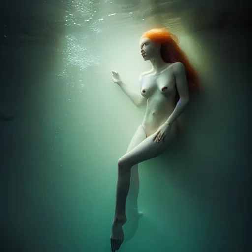 Prompt: ultra realistic horror photo of a dimly lit translucent female alien creature underwater, very intricate details, focus, full frame image, curvy, model pose, artwork by tooth wu and wlop and greg rutkowski, award winning
