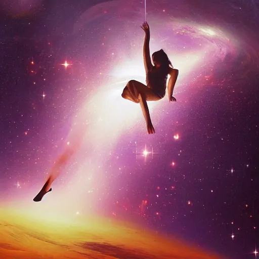 Prompt: A person floating through space in a lucid dream by Hardy, David A.