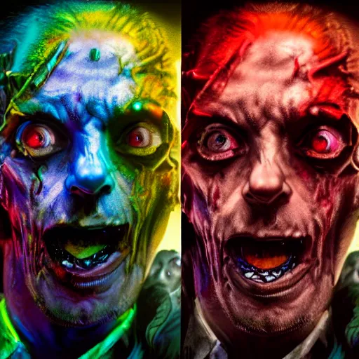 Prompt: a portrait of the x men as zombies, highly detailed, digital photo, hdri, by christopher bretz and john carpenter, vivid colors, high contrast, 8 k resolution, intricate, photorealistic, smooth, psychedelic color scheme, concept art, award winning, cg society contest winner