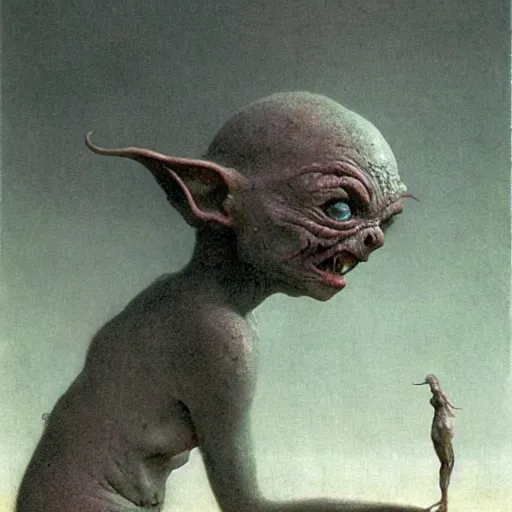 Prompt: A cute goblin girl by Beksinski