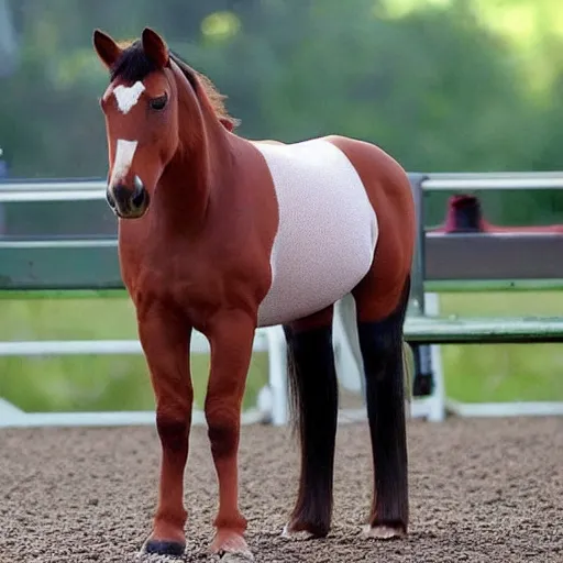 Image similar to the world's smallest horse-pony standing side by side with a shoe-crab, it's amazing how similar they are in size