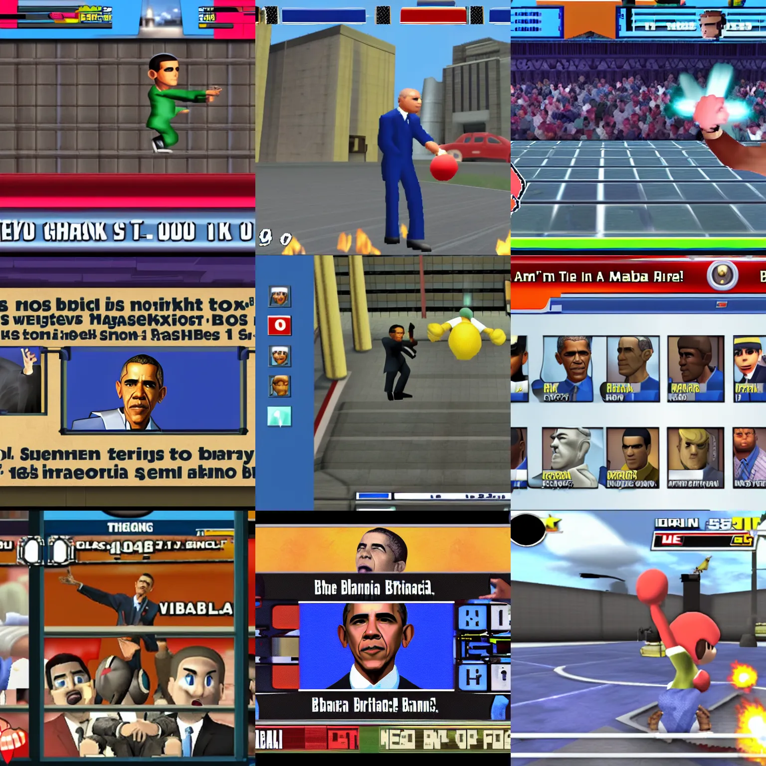 Prompt: Barack Obama character, Super Smash Bros Melee in-game screenshot,