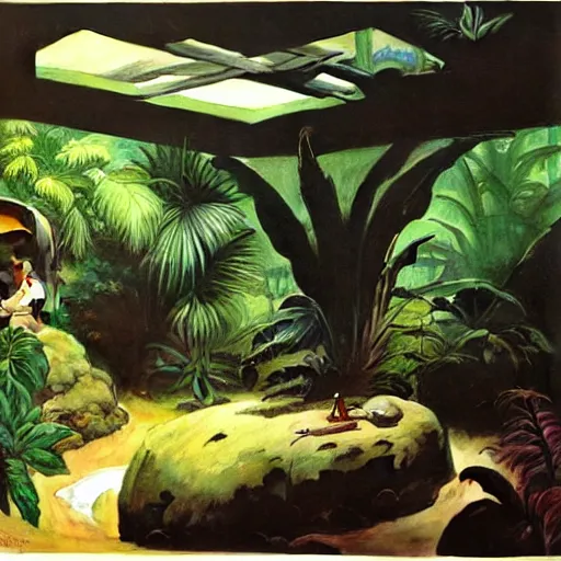 Image similar to a tropical cave that renovate as a luxury interior by syd mead, frank frazetta, ken kelly, simon bisley, richard corben, william - adolphe bouguereau w 1 0 2 4