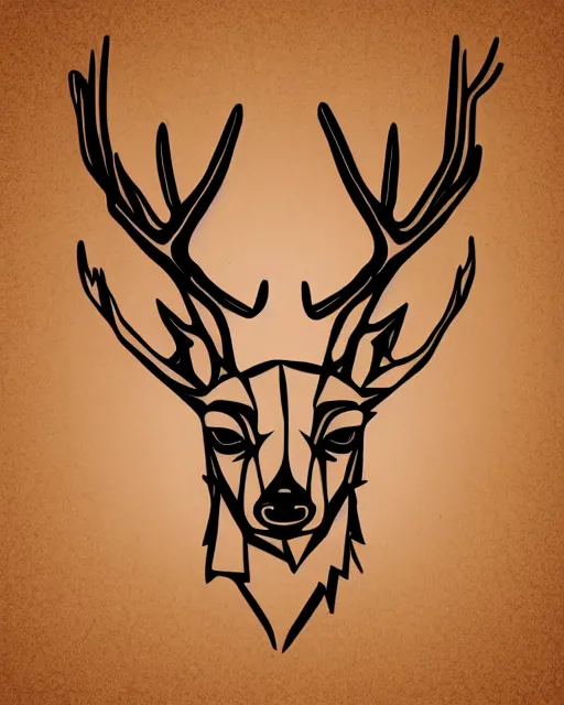 Image similar to 2 d logo, stag wearing a crown, vector line art, polygon