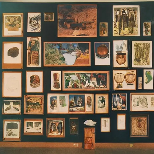 Image similar to A large format color offset photography of objects on display, anthropology of wonder, exotic artifacts, bauhaus, colonial expedition, exhibition, 60s style