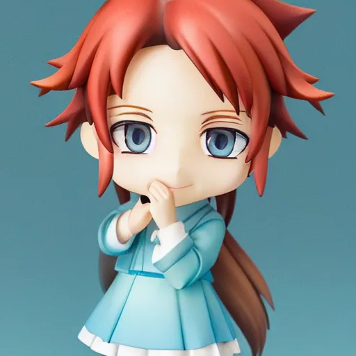 Image similar to water color character face portrait of a singular kawaii chibi in the sytle of kyoto animation, in simple background, nendoroid eyes, blender, toon rendering, toon shader, anime waifu, ukiyoe