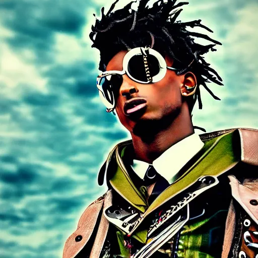 Image similar to playboi carti in futuristic steampunk style digital art 4 k the detailed super realistic