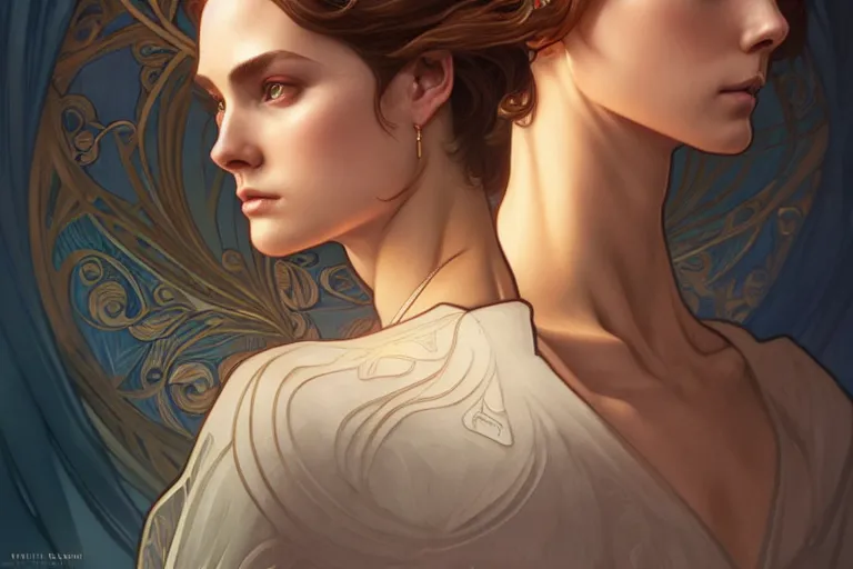 Image similar to symmetry!! intense fanart of acotar protagonist, intricate, elegant, highly detailed, my rendition, digital painting, artstation, concept art, smooth, sharp focus, illustration, art by artgerm and greg rutkowski and alphonse mucha