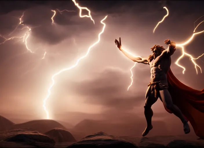 god zeus throwing lightning at titan chronos. | Stable Diffusion | OpenArt