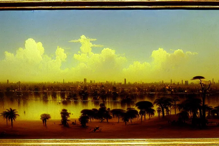 Image similar to oil painting of a nairobi by albert bierstadt