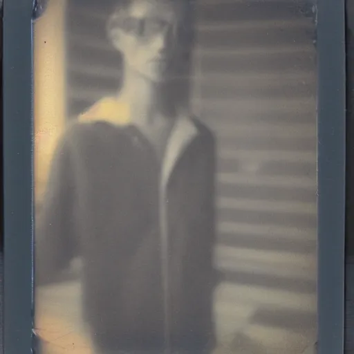 Prompt: a man with slightly distorted facial features, creepy, unsettling, uncanny valley!!!, old polaroid, expired film,