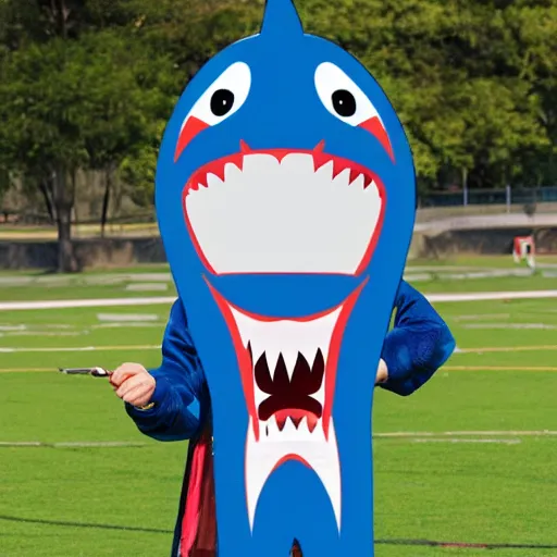 Prompt: shark in the style of a College Mascot Costume, highly detailed, photorealistic, —height 1024 —width 1024