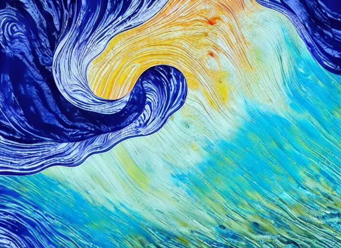 Image similar to an ocean wave transformed in resin and fossialized, colors, pale, highlights, artistic