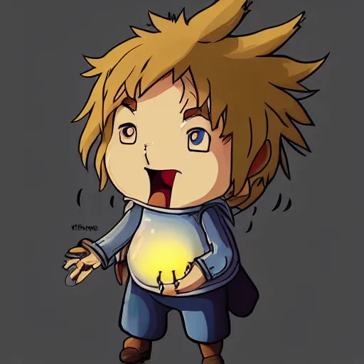 Prompt: “cute chibi Calcifer, from Howl’s Moving Castle, hyper detailed, trending on ArtStation, 8k”