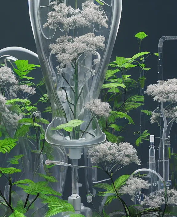 Prompt: intricate transparent clear see - through image of medical equipment, lush botany, floral environment, ultra realistic, concept art, pop art, photorealistic, octane render, 8 k, unreal engine. art by nori inoguchi and sam kaplan and zachary goulko and christopher marley