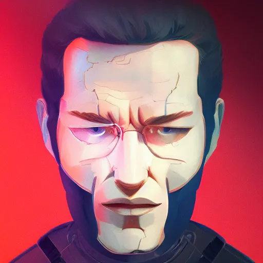 Image similar to face icon stylized minimalist terminator genysis, loftis, cory behance hd by jesper ejsing, by rhads, makoto shinkai and lois van baarle, ilya kuvshinov, rossdraws global illumination