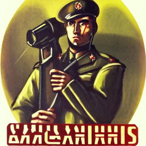 Image similar to among us character in the soviet military form